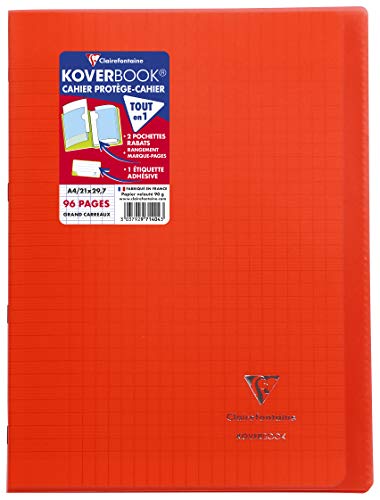 Caderno e Bloco de Notas Clairefontaine 971404C | Vermelho Clairefontaine - Cadernos e bloco de notas - capa de tecido, papel suave, 90gr, bolsas internas