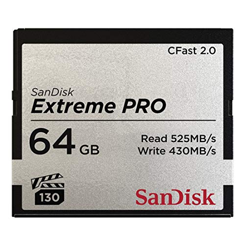 Cartão de Memória SANDISK EXTREME PRO CFAST 2.0 64GB Sandisk - Cartões de memória flash - 64 gb, CFast 2.0, 515 MB/s, 440 MB/s