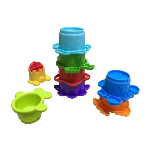 Conjunto de 8 Pirâmides Infantino com Moinho de Água INFANTINO - Brinquedos - 8 pirâmides, moinho de água, verter água, encaixável