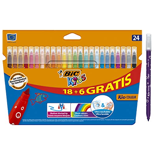 Marcador Bic Kid Colour Washable (Caixa de 24) BIC - Marcadores e marcadores de texto - lavável, 24 unidades, à base de água