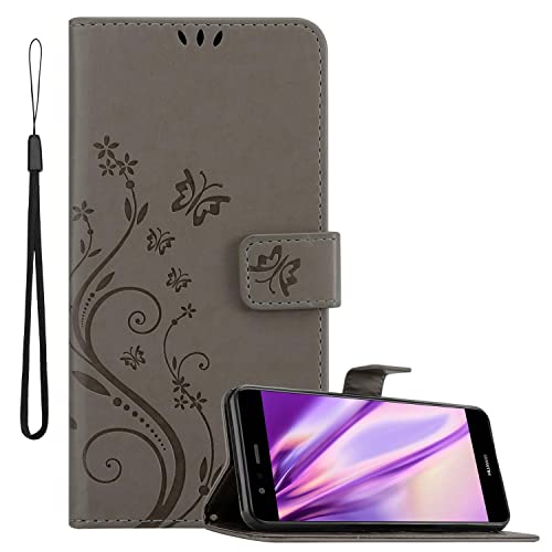 Capa Huawei P10 Lite CADORABO Cinza floral CADORABO - Capas para telemóveis - cinza floral, fecho magnético, resistente ao pó, resistente a riscos