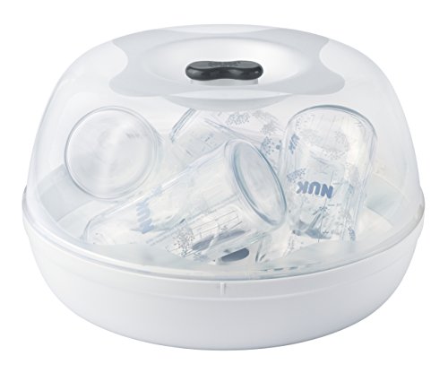 Esterilizador de Biberão NUK 10256254 | Branco NUK - Aquecedores e esterilizadores de biberões - 4 minutos, 4 biberões, microondas, 300 ml