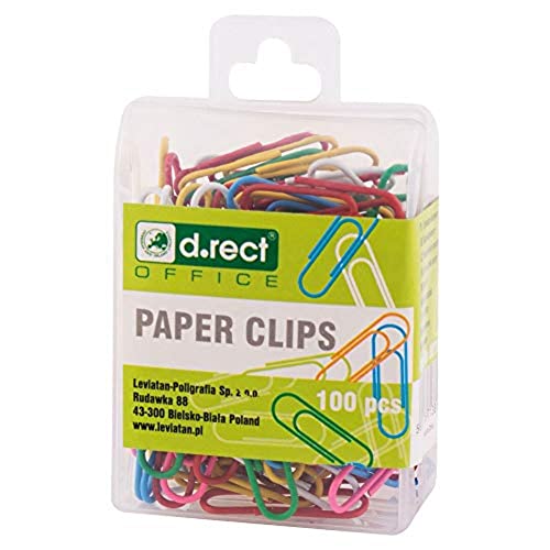D-RECT Clipping Office 28 mm (100 units) Leviatan-Poligrafia Sp. z o.o. - Clipes de papel e grampos - 28 mm, resistentes, metálicos, plástico