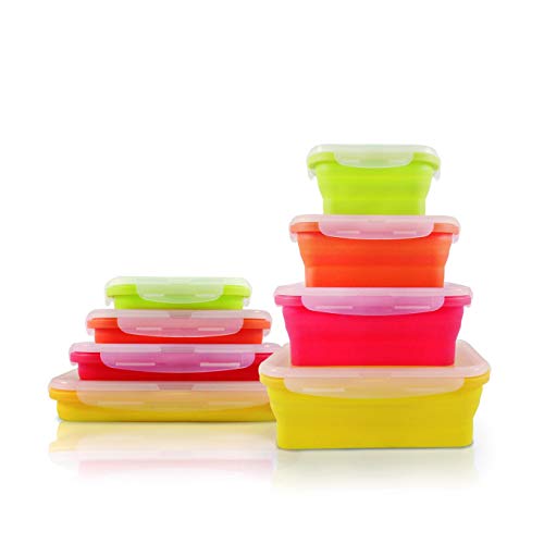 Conjunto de recipientes para comida JOCCA 4 peças Jocca - Recipientes de armazenamento de alimentos - 4 peças, silicone, tampa hermética, design dobrável