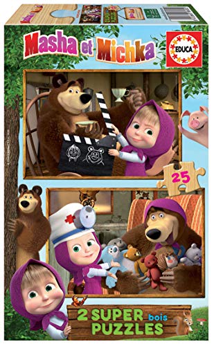 Puzzle EDUCA BORRAS Masha y Michka 2 puzzles EDUCA - Quebra-cabeças de encaixar - puzzle, educa borrás, masha y michka, madeira, 25 peças, alta qualidade