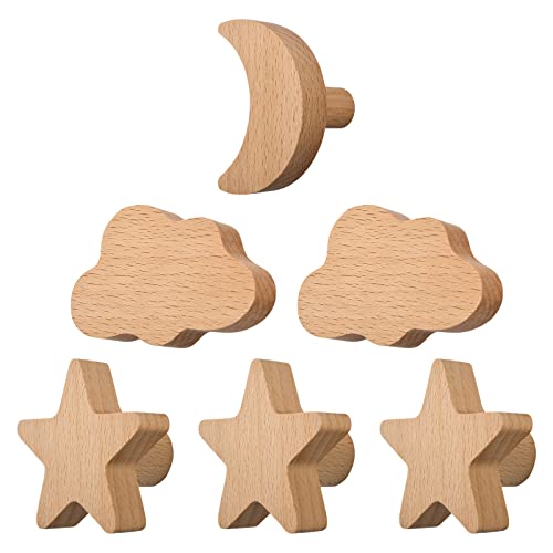 Brinquedo Decorativo para Crianças MOROBOOR 6 Madeira MOROBOR - Ganchos, fivelas e fixadores - brinquedo decorativo, crianças, madeira, estrela lunar, nuvem, suporte parede