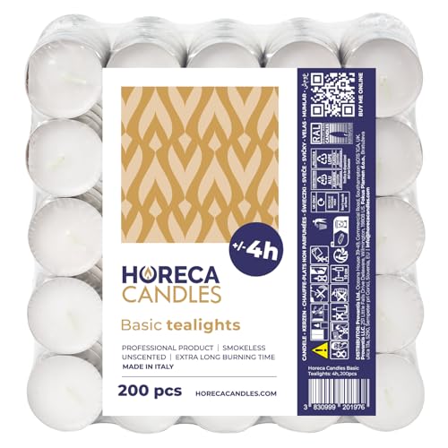 Velas para Chá HORECA (Branco - 10 x 6 cm) Horeca Candles - Velas - parafina, 4 horas, luz quente