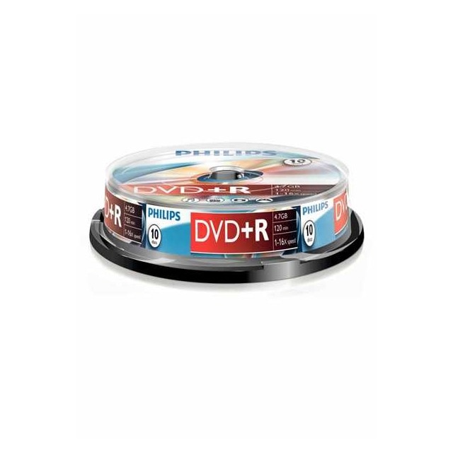 Philips DR4S6B10F/00 discos ópticos virgem DVD+R Philips - Mídias vazias - DVD-R, 10 peças, 4,7 GB, 8x