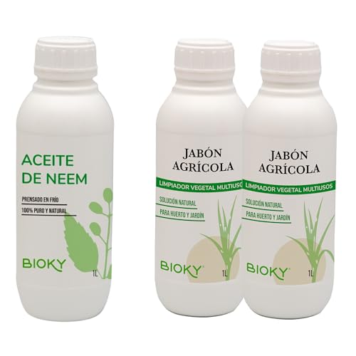 Biocida Agrícola com Óleo de Neem 1L e Sabão Potássico 2L Bioky - Pesticidas - óleo de neem, sabao potassico, vermes, pragas