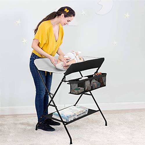 Mesa de Mudar Fraldas HOMCOM com Rodas Ajustáveis e Organizador de Fraldas LANTUS - Móveis para bebês e crianças pequenas - fraldas, rodas ajustáveis, organizador