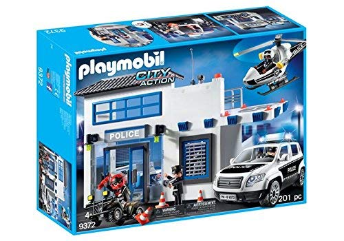 Playmobil City Action 9372 Posto Policial com Heliporto/Carrinho/Helicóptero PLAYMOBIL - Conjuntos de brinquedos - posto policial, heliporto, carrinho, polícia, sala de exames