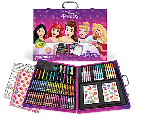 Caixa de Artesanato para Crianças CRAYOLA Princesses CRAYOLA - Instrumentos de escrita e desenho - kit, 150 peças, lápis de cera, canetas de cor, marcadores laváveis