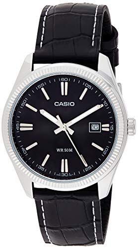 Relógio CASIO Homem (Aço e Couro - Preto) Casio - Relógios - aço, couro, preto, resistente à água, lcd, data