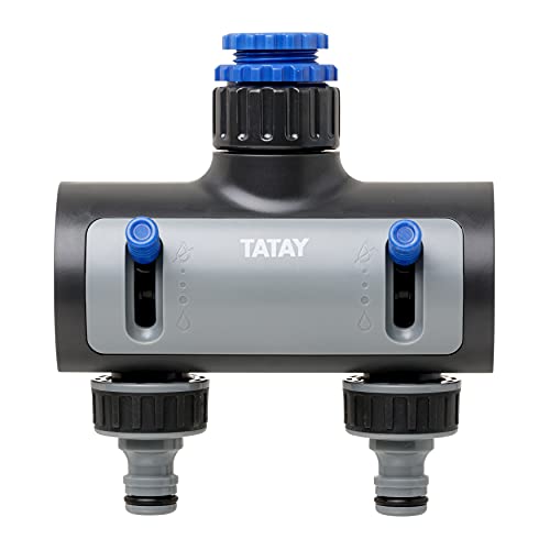 Conector de mangueiras de água premium 2 vias para torneira 1 3/4 e 1/2 fêmea TATAY - Acessórios e válvulas para mangueira de jardim - 2 vias, torneira, 1 3/4, 1/2 fêmea