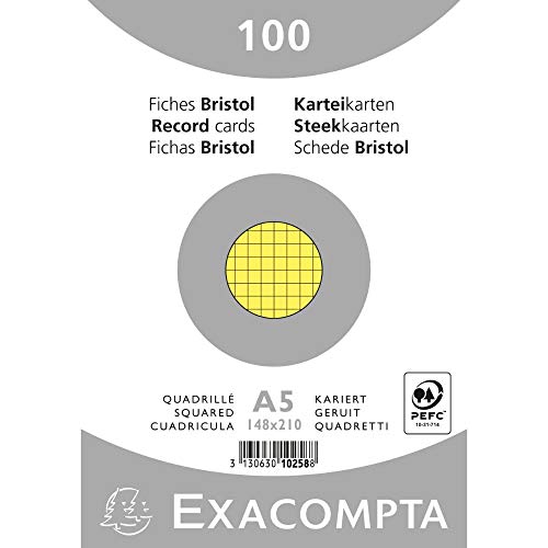 Exacompta 10258E separador e organizador de papéis Amarelo (Classificação e Arquivo) EXACOMPTA - Fichas de índice - amarelo, plástico, classificação