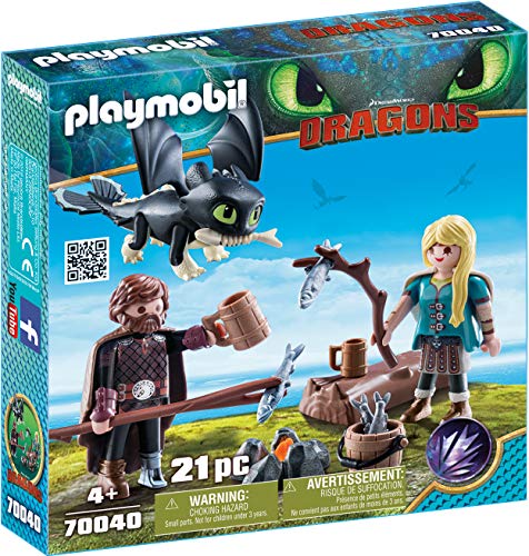 Playmobil 70040 Conjunto de bonecos temáticos para crianças PLAYMOBIL - Conjuntos de brinquedos - dragão, bebé, fogueira, 21 peças