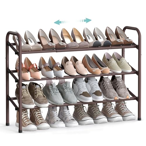 SANDOXT SONGMICS Sapateira Expandida 3 Níveis Metal Organizador Sapatos com Prateleiras Ajustáveis SONGMICS - Organizadores e sapateiras - 3 níveis, prateleiras ajustáveis, metal, tampa