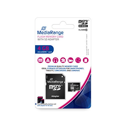 Cartão de Memória MEDIA RANGE MRMSD8G-100C10 MediaRange - Cartões de memória flash - 8 gb, MicroSDHC, Classe 10, 15 MB/s