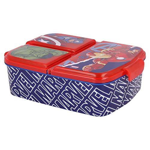 Lancheira Marvel Avengers Azul (Plástico) Stor - Lancheiras e sacos - plástico, prático, resistente, tampa amovível