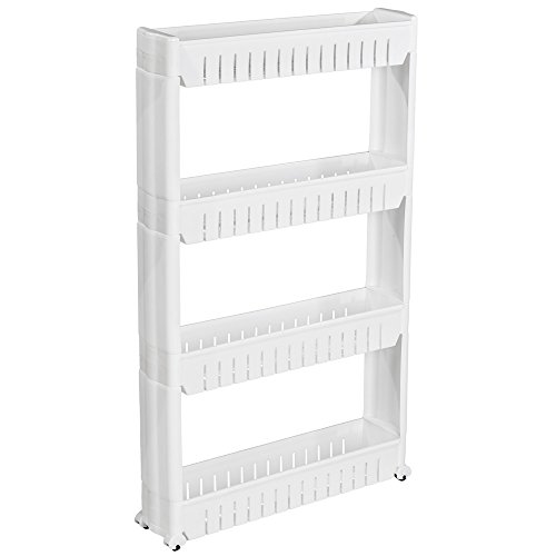Prateleira TECTAKE com rodas (Branco - Aço - 40x31x125 cm) TecTake - Prateleiras industriais - rodas, 40x31x125 cm, aço, branco