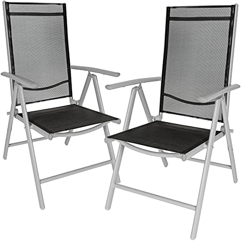 Conjunto de 2 Cadeiras de Jardim TECTAKE (Preto - Alumínio - 67x56x105 cm) TecTake - Móveis de exterior - conjunto, 2 cadeiras, jardim, tectake, preto, alumínio