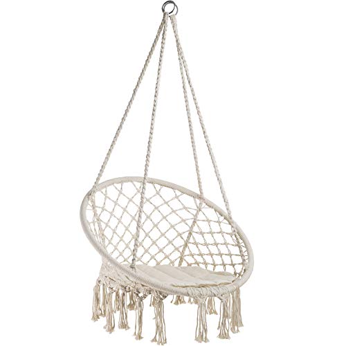 Espreguiçadeira Suspensa TECTAKE Jane (Bege) TecTake - Móveis de exterior - cadeira suspensa, design moderno, estrutura aço cromado, assento tecido algodão