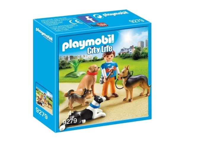 PLAYMOBIL 9279 adestrador de cães (Jogos de Sociedade) PLAYMOBIL - Conjuntos de brinquedos - treinador, bolsa de prêmios, quatro cães, acessórios