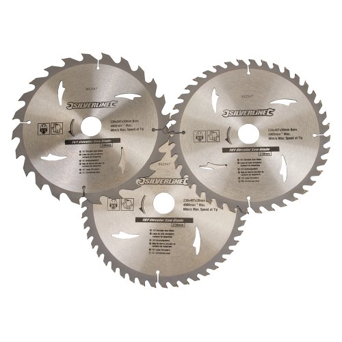 Conjunto de Discos para Serra Circulares SILVERLINE 892547 Silverline - Lâminas de serra - madeira, aglomerado, materiais compostos, durabilidade