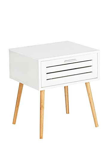 Wenko auxiliar com gaveta fina mesa de café mesinha de noite bambu natureza 45x50x38cm DIVERS - Mesas Laterais - gaveta, bambu, mesa, 45x50x38cm