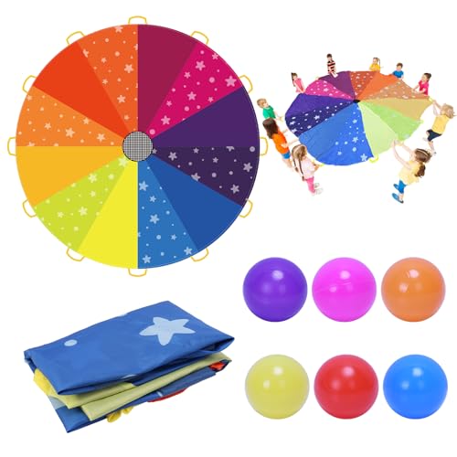 Arco-Íris Parachute 12 Asas para Crianças com 2.4M DKINY DKINY - Jogos de gramado - arco-íris, parachute, 12 asas, crianças, 2.4m