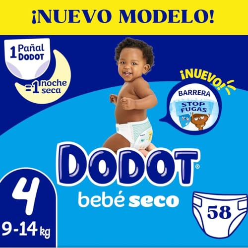 Fralda DODOT Bebe Seco (Tam: 9-14 kg - 58 Ud) DODOT - Roupa interior - fibra natural, absorção alta, tamanho t4, 9-14 kg