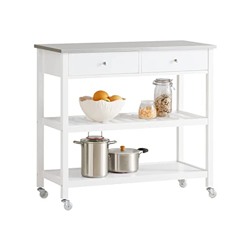 Carrinho de Cozinha SOBUY FKW47-W (MDF e Aço Inoxidável - 100 x 45 x 92 cm) sobuy - Carrinhos de cozinha e jantar - mfa, aço inoxidável, 100x45x92 cm