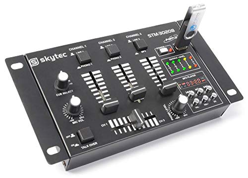 Mesa de mistura SKYTEC STM-3020 (Canais: 2) Skytec - Mesas de áudio - 6 canais, preto, lcd, usb, auscultadores