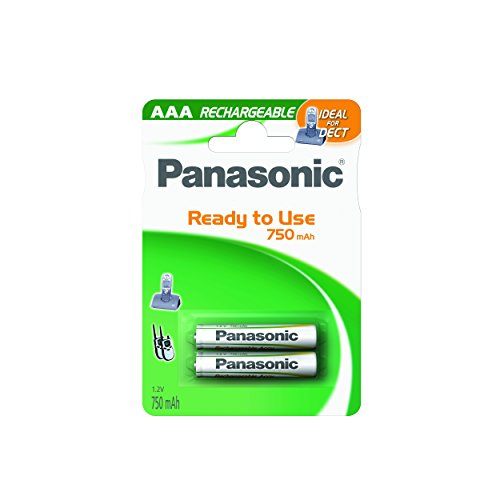 Pilha Recarregável PANASONIC P03P/2B 750mAh Panasonic - Baterias - 750mAh, DECT telephone, AAA, verde e branco