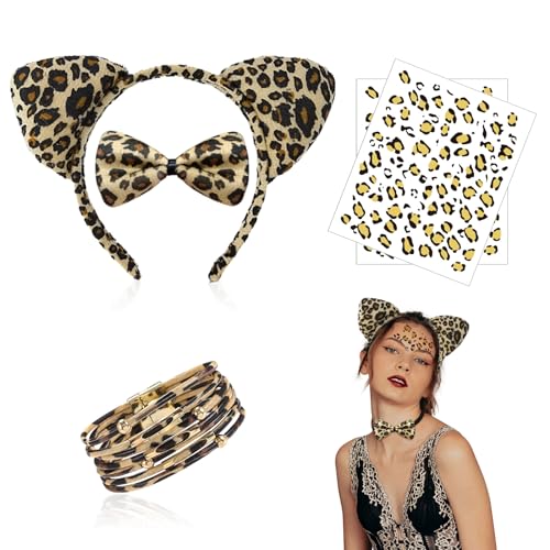 Conjunto de Acessórios DISFRAZZES Leopardo (Tam: Tamanho Único) XNIVUIS - Brincadeira de faz de conta - fita cabelo, pincel, pulseira, calendário