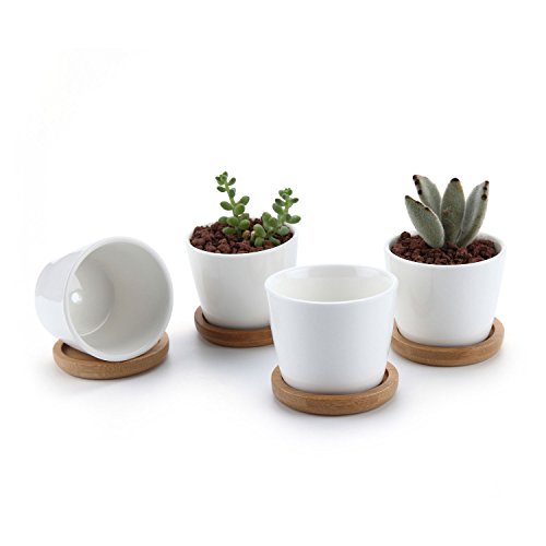 Conjunto de 4 Vasos T4U (Cerâmica - Branco) T4U - Vasos e canteiros - cerâmica, branco, 4 vasos, elegante