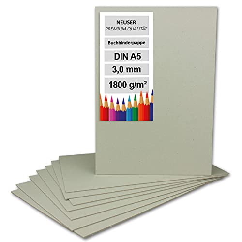 50 Cartulinas De Encadernacao Din A5 14.8 X 21 Cm Espessura 3.0 Mm Gramado: 1800 G/M² NEUSER PAPIER - Papel de impressora e copiadora - 50 cartulinas, din a5, 14.8 x 21 cm, espessura 3.0 mm, gramado 1800 g/m²