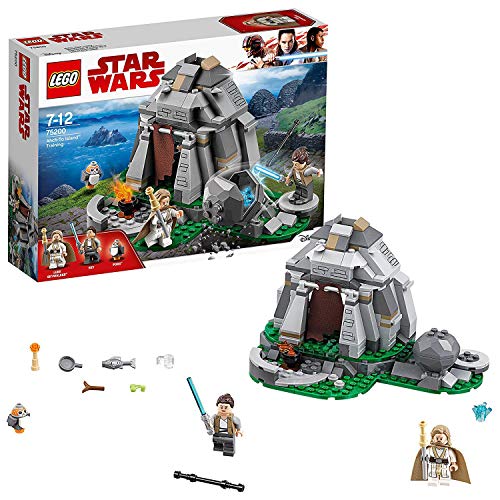LEGO Star Wars - Treinamento em Ilha de Ahch-To LEGO - Blocos de encaixe - Mestre Luke, rey, Ilha de Ahch-To, bastão, porg