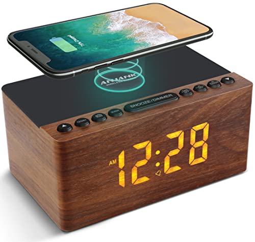 Rádio Despertador ANJANK Madeira (Castanho - Digital - Função Snooze) ANJANK - Áudio - despertador, snooze, digital