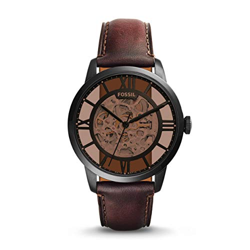 Fossil Me3098/Ar Preto Relógio de Pulso para Homem Fossil - Relógios - ecrã amarelo, corrente couro, design vintage, relógio de pulso