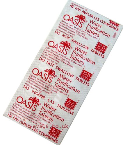 Oasis Water Purifier Tablets (100 tablets) S - Filtros de água em linha - purificador, tabletas, 100 unidades