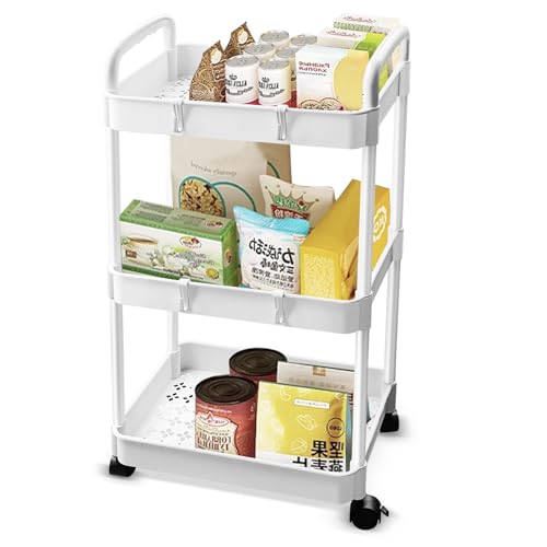 Carrinho de Cozinha Baxcdyswe | Branco (Armazenamento e limpeza) Baxcdyswe - Conjuntos de móveis de quarto - 2 compartimentos, transportável, plástico branco, resistente à ferrugem