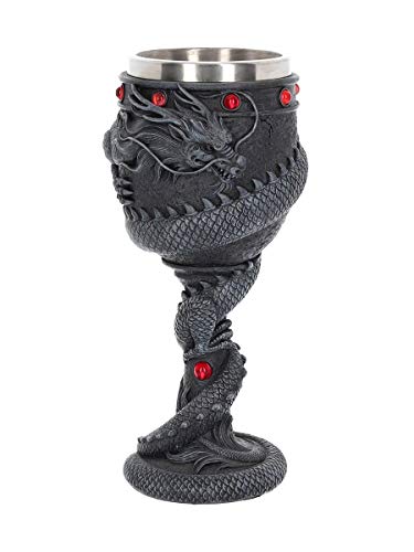 Copos de Vinho NOW DRAGON COIL Goblet (Preto - 20 x 8.5 x 9.5 cm) Nemesis Now - Cálices e taças - vidro resistente, design moderno, preto branco, 20 x 8.5 x 9.5 cm