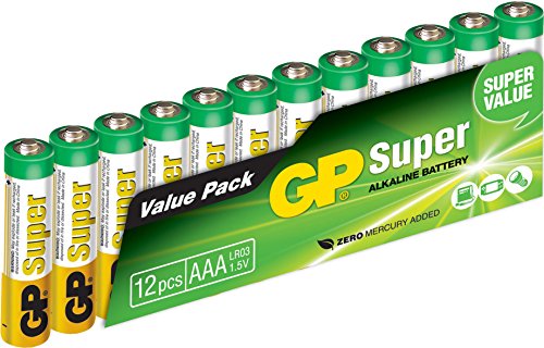 Pilhas Não Recarregáveis GP BATTERIES Super Alkaline GP BATTERIES - Baterias de uso geral - alcalino, AAA, 1.5v, 12 unidades