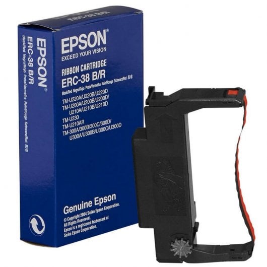 Cartucho de etiquetas cortadas EPSON ERC38BR Epson - Fitas para impressora - cartucho, etiquetas cortadas, epson, erc38br, preto, vermelho