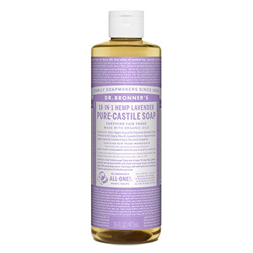 Dr. Bronner's Lavender Castile Soap Liquid Hand Soap 473ml (473ml) Dr. Bronner's - Detergente e sabão para louça - castilho, lavanda, limpeza, 473ml