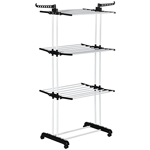 Estendal HOMCOM | 73 x 64 x 177 cm - Preto e branco HOMCOM - Secadores e cabides - 73x64x177cm, preto e branco