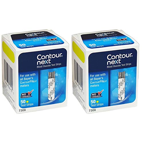 Contour Next Bayer Blood Glucose Test Strips 100 Count CONTOUR - Tiras de teste de glicose no sangue - glucemia, testes de sangue, 100 porções