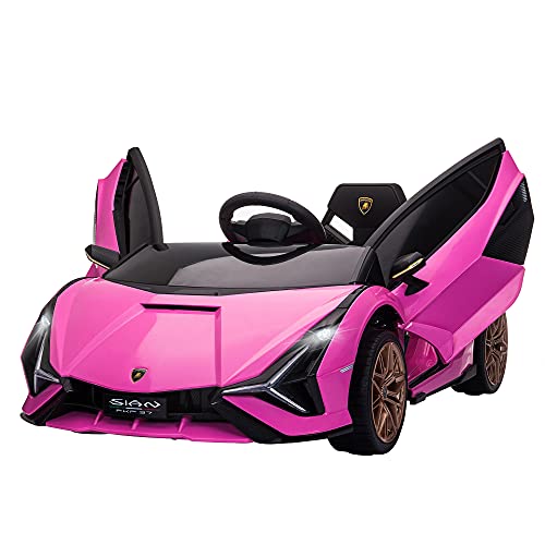 Carro Elétrico HOMCOM Lamborghini Sian (Idade Mínima: 3 - Rosa) HOMCOM - Brinquedos - usb, mp3, faróis, portas abertas, cinto de segurança