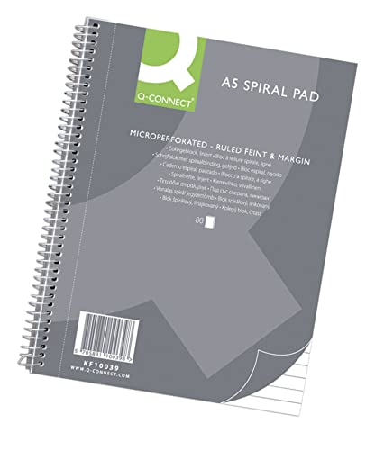 Caderno Q-CONNECT Spiral (A5 - 21x15cm) PBS Connect Polska - Cadernos e bloco de notas - plástico flexível, suportes para canetas, margens coloridas, fecho de elástico